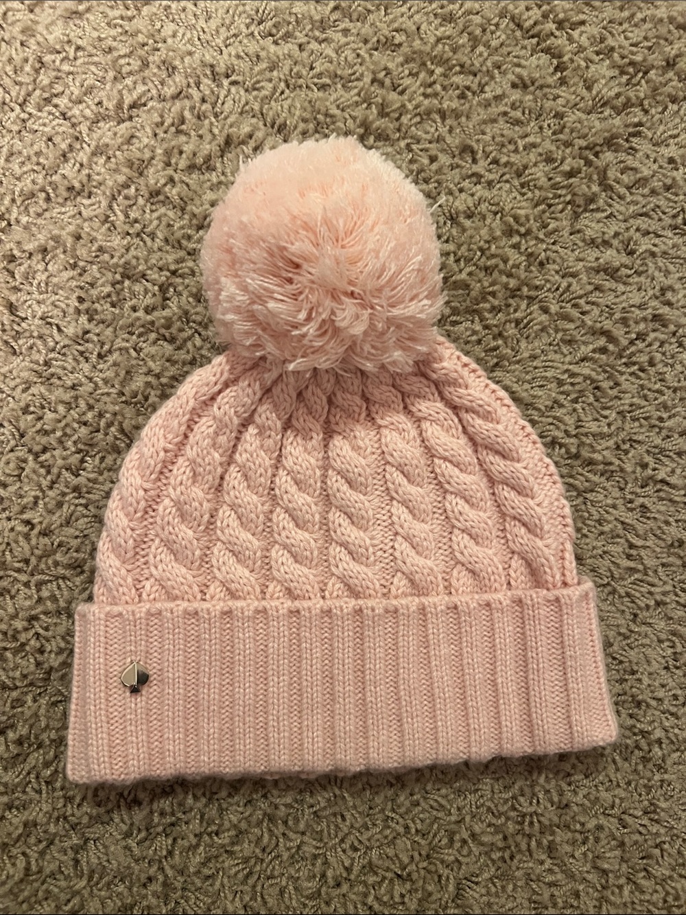 Kate Spade Pink Cable Knit Pom Beanie